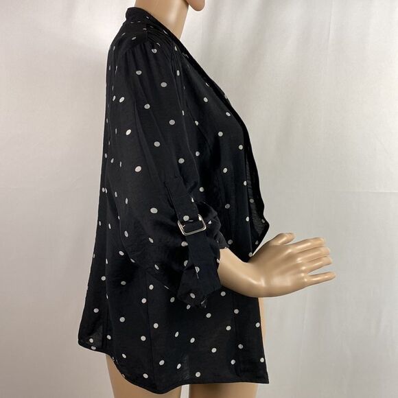 Chico’s black & white polka dot open front cardigan size M - Picture 3 of 7